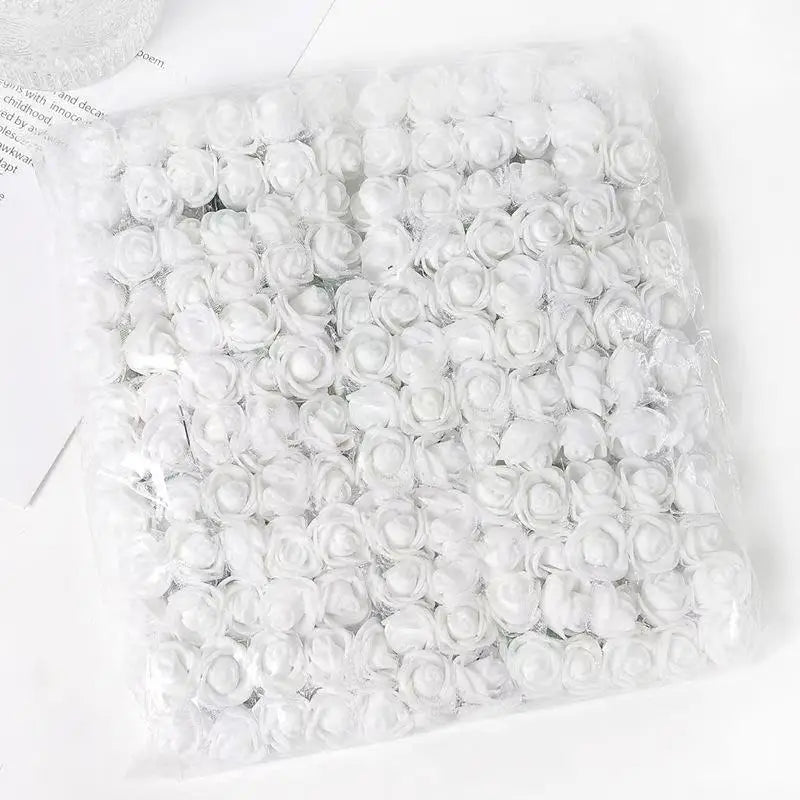 Mini Foam Artificial Rose Heads – 2cm Craft Flowers for Wedding Decorations