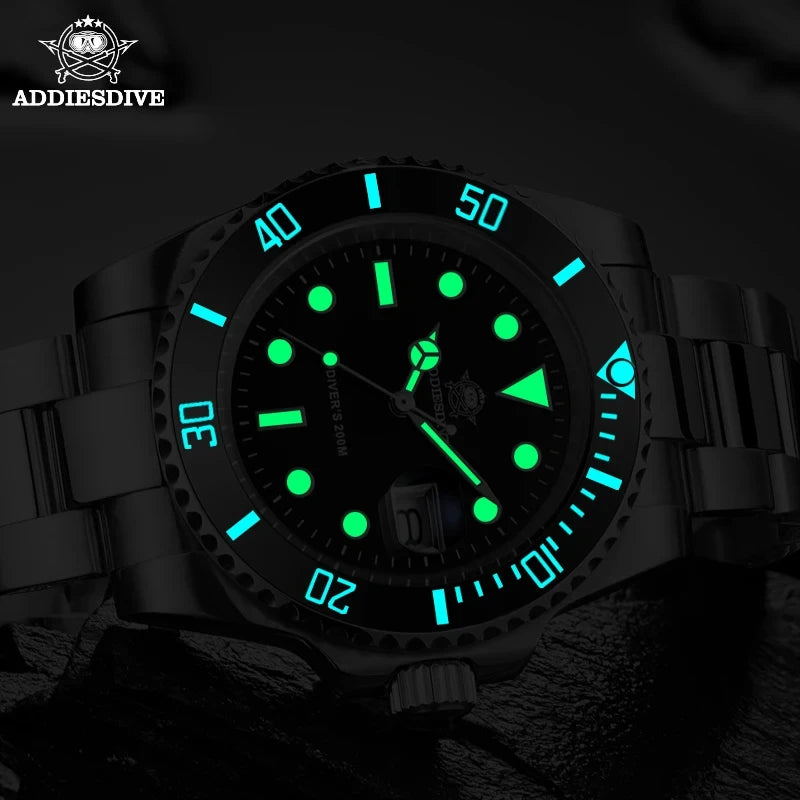 ADDIESDIVE Quartz Dive Watch – Stainless Steel Ceramic Bezel for Scuba Diving