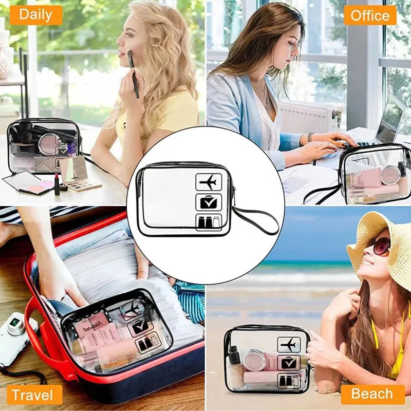 Clear PVC Cosmetic Bag – Waterproof Travel Toiletry Organizer for Makeup