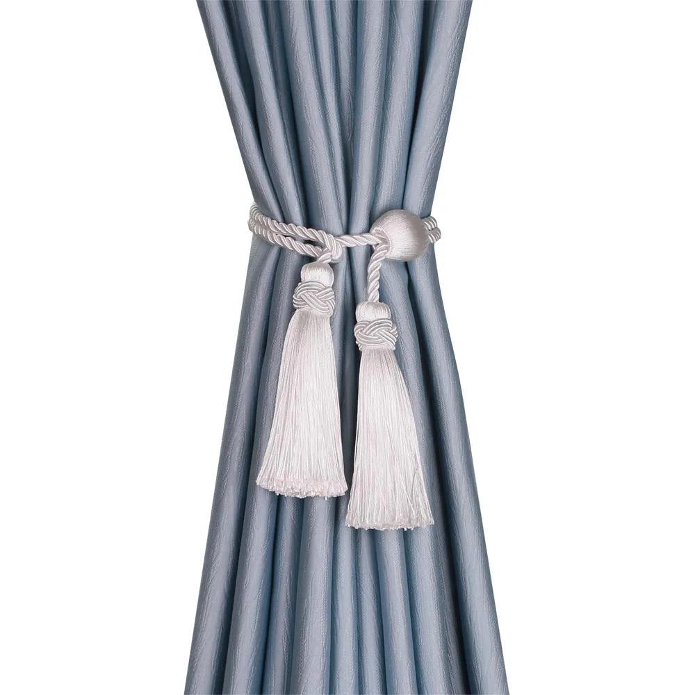 Gold Tassel Curtain Tiebacks – Braided Polyester Rope for Home Decoration