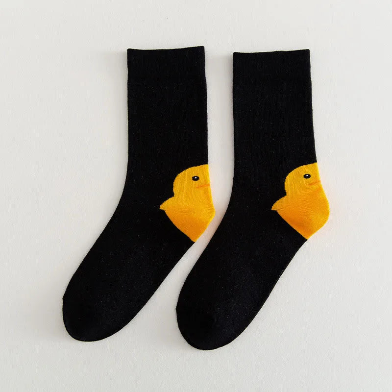 Cartoon Duck Mid-Tube Socks – Cute Animal Crew Socks for Kids