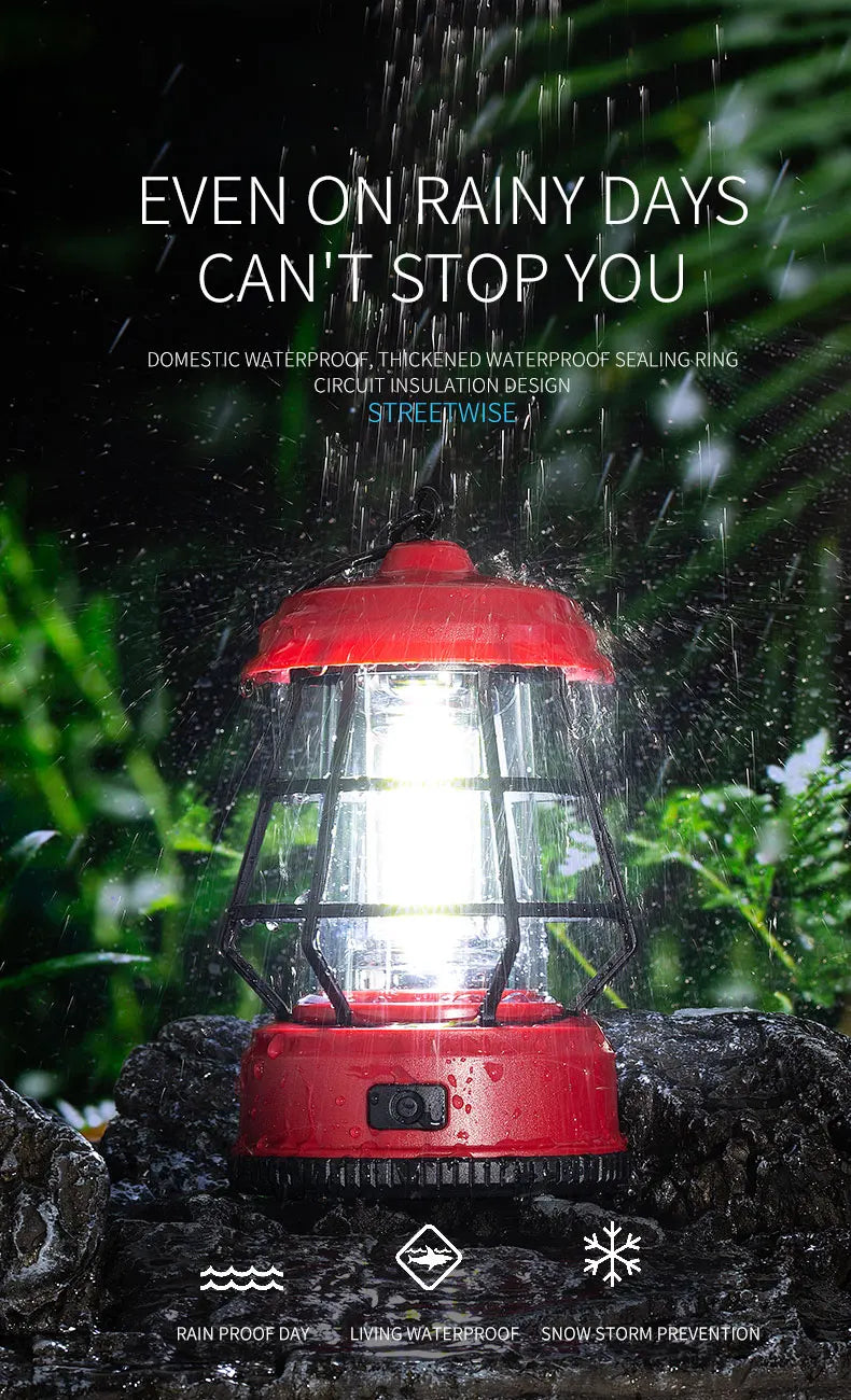 Retro LED Tent Lantern – Portable Hanging Lamp for Outdoor Camping