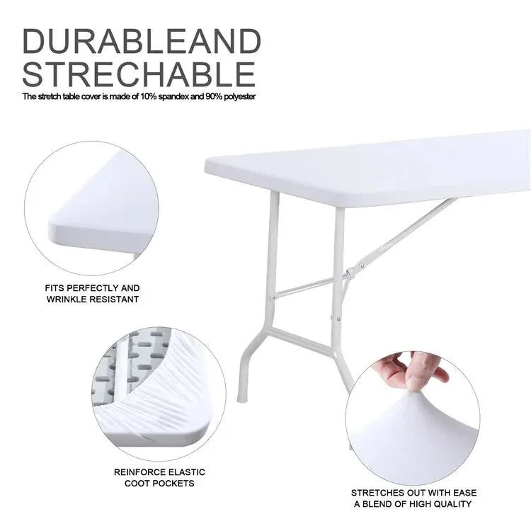 Fitted Rectangular Tablecloth – Washable Fabric for Outdoor Parties and Camping