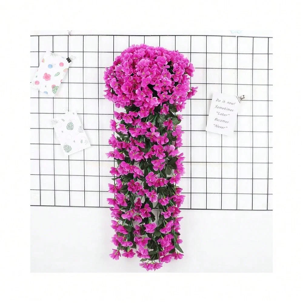 Artificial Silk Violet Hanging Plant – Faux Floral Decor for Home Garden