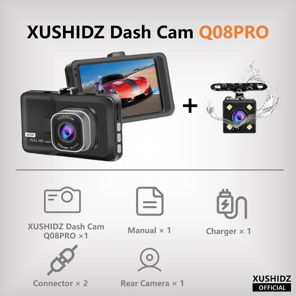 1080P Dash Camera – Super Night Vision DVR for Vehicle Video Recording