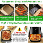 Square Parchment Paper Liners – 23cm Non-Stick Sheets for Air Fryer Roasting