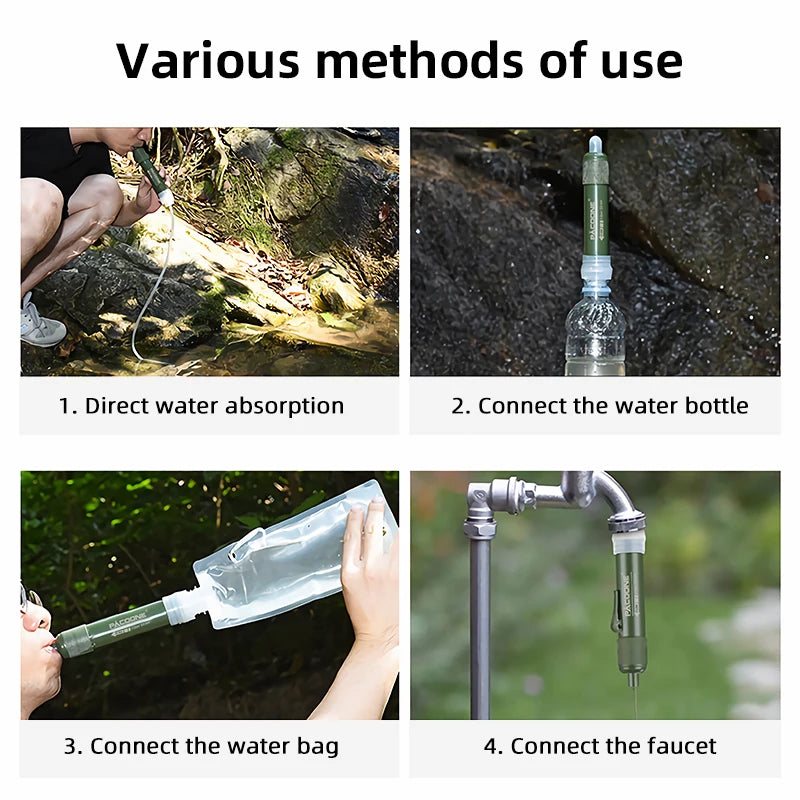 Portable Water Purification Straw – Carbon Fiber Filter for Outdoor Survival