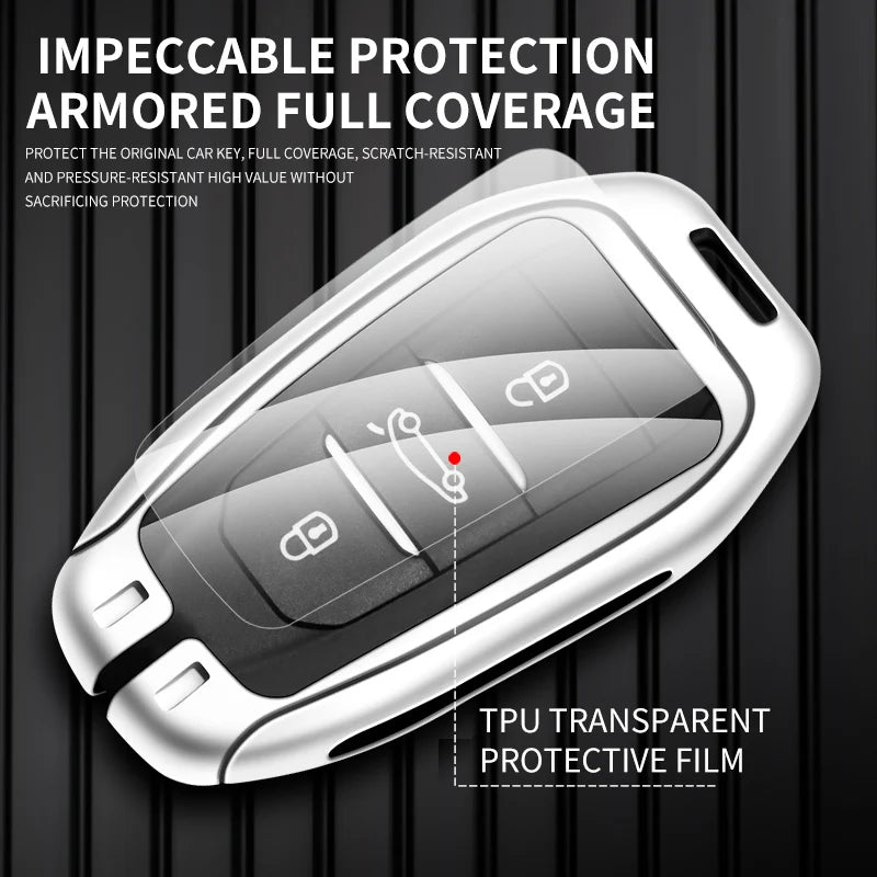 Zinc Alloy Leather Car Key Case – Protective Remote Cover for Citroen Models