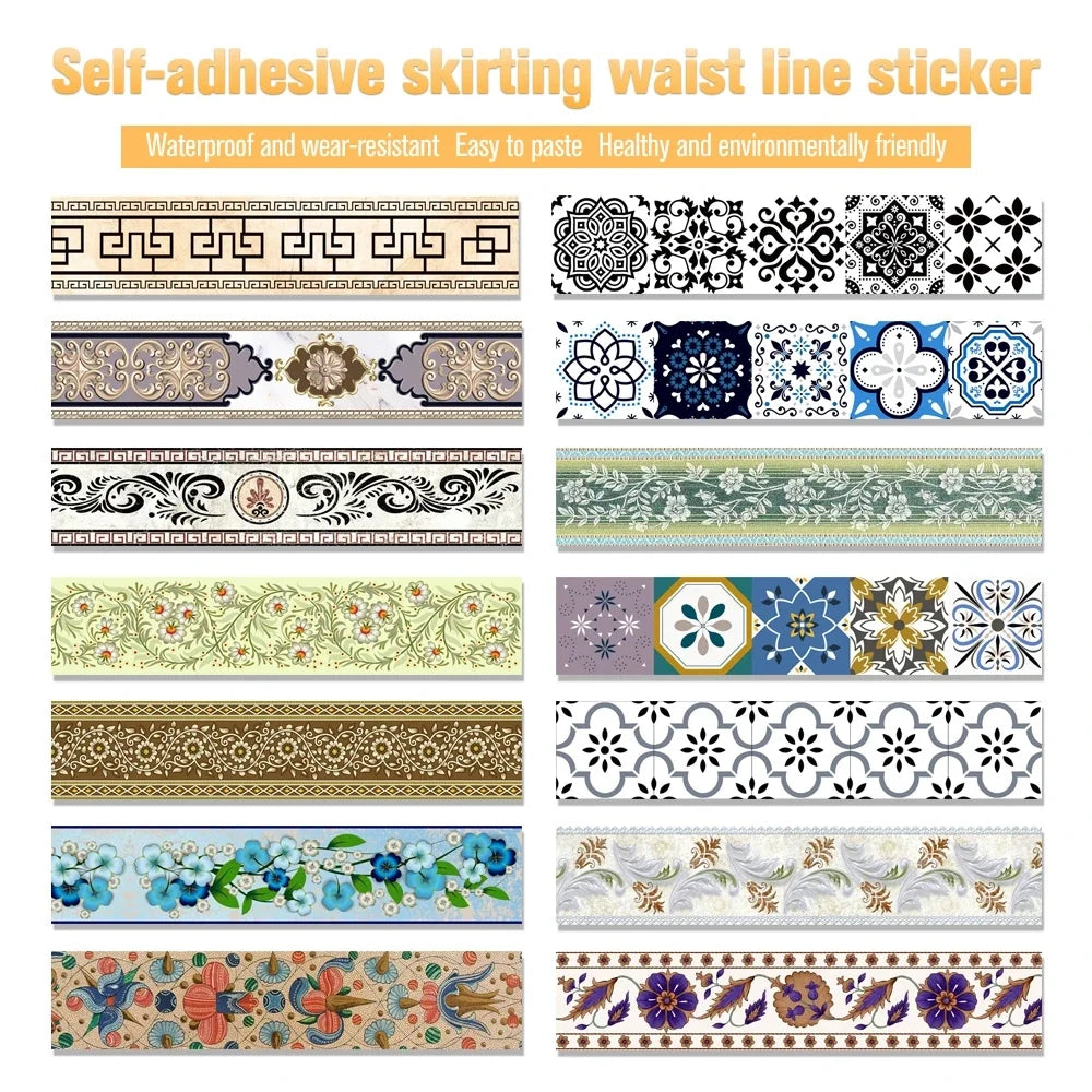 Self-Adhesive Waist Line Stickers – Waterproof Border Mural for Kitchen Decor
