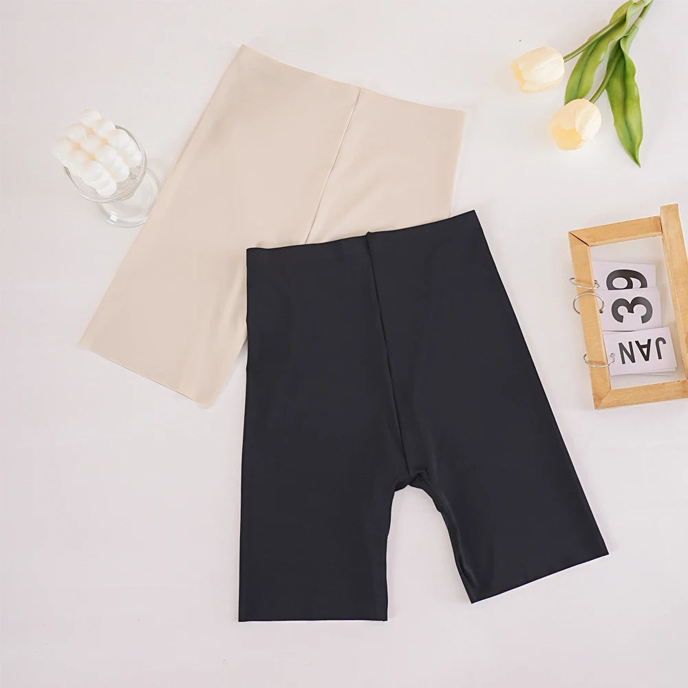Seamless High Waist Boyshorts – Tummy Control Ice Silk Underwear for Women