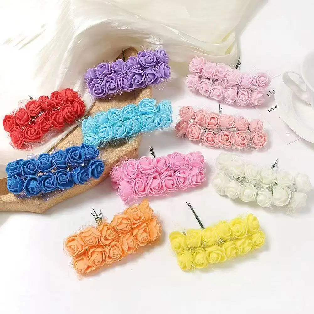 Mini Foam Artificial Rose Heads – 2cm Craft Flowers for Wedding Decorations