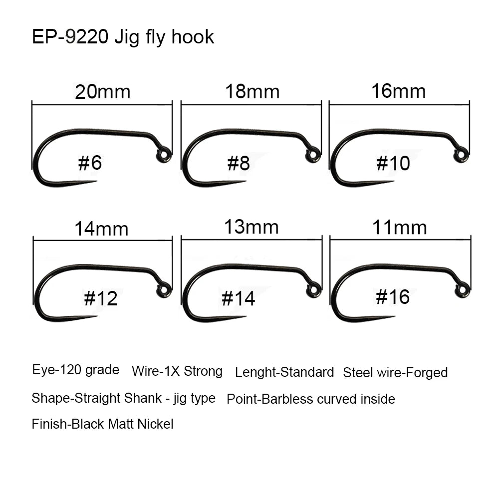 Barbless Fly Fishing Hooks – Black Nickel Steel for Dry and Wet Fly Tying