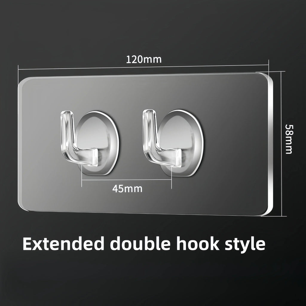 Self-Adhesive Wall Hooks – Transparent Heavy Duty Rack for Kitchen and Bathroom