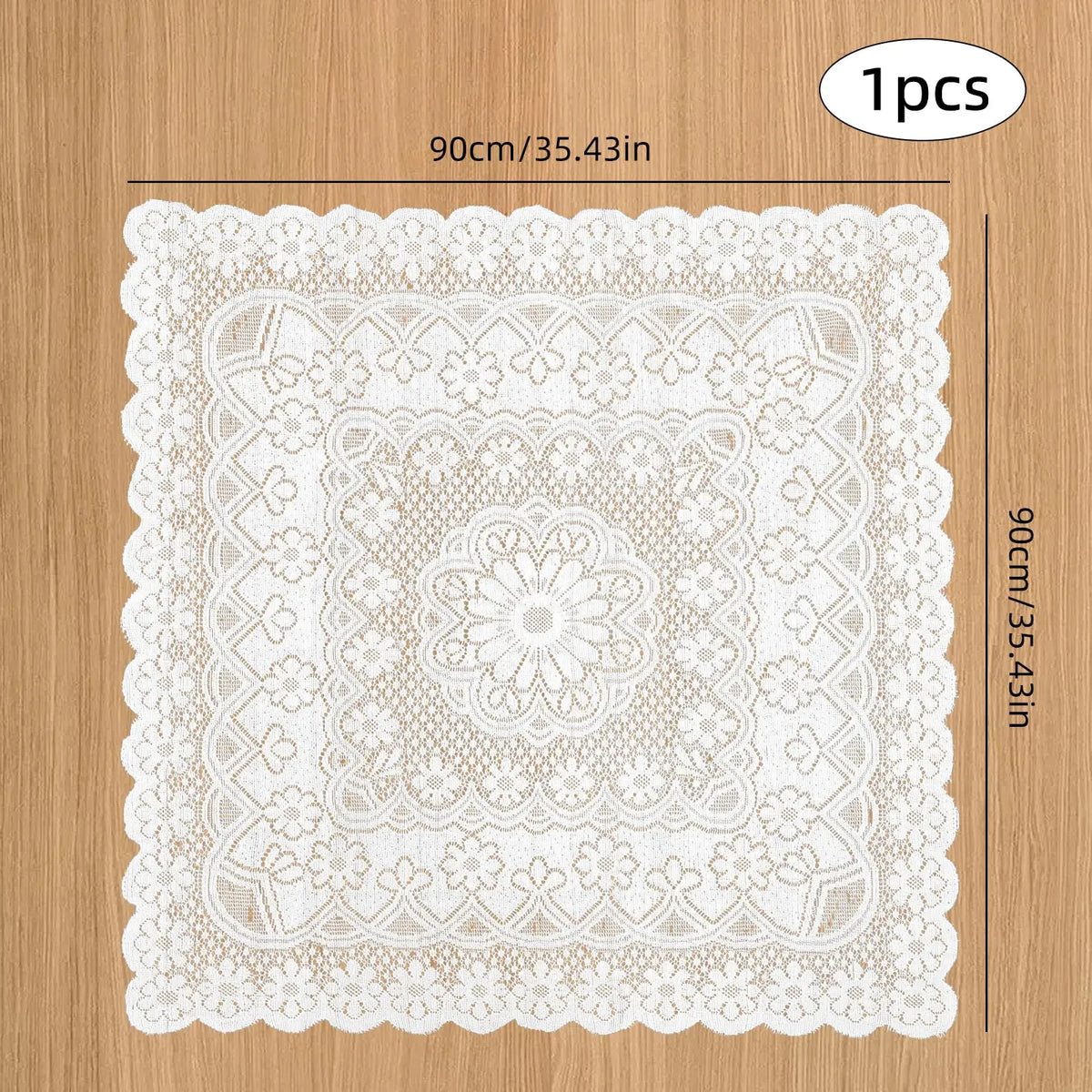 Embroidered Lace Tablecloth – Vintage White Floral Cover for Wedding Party