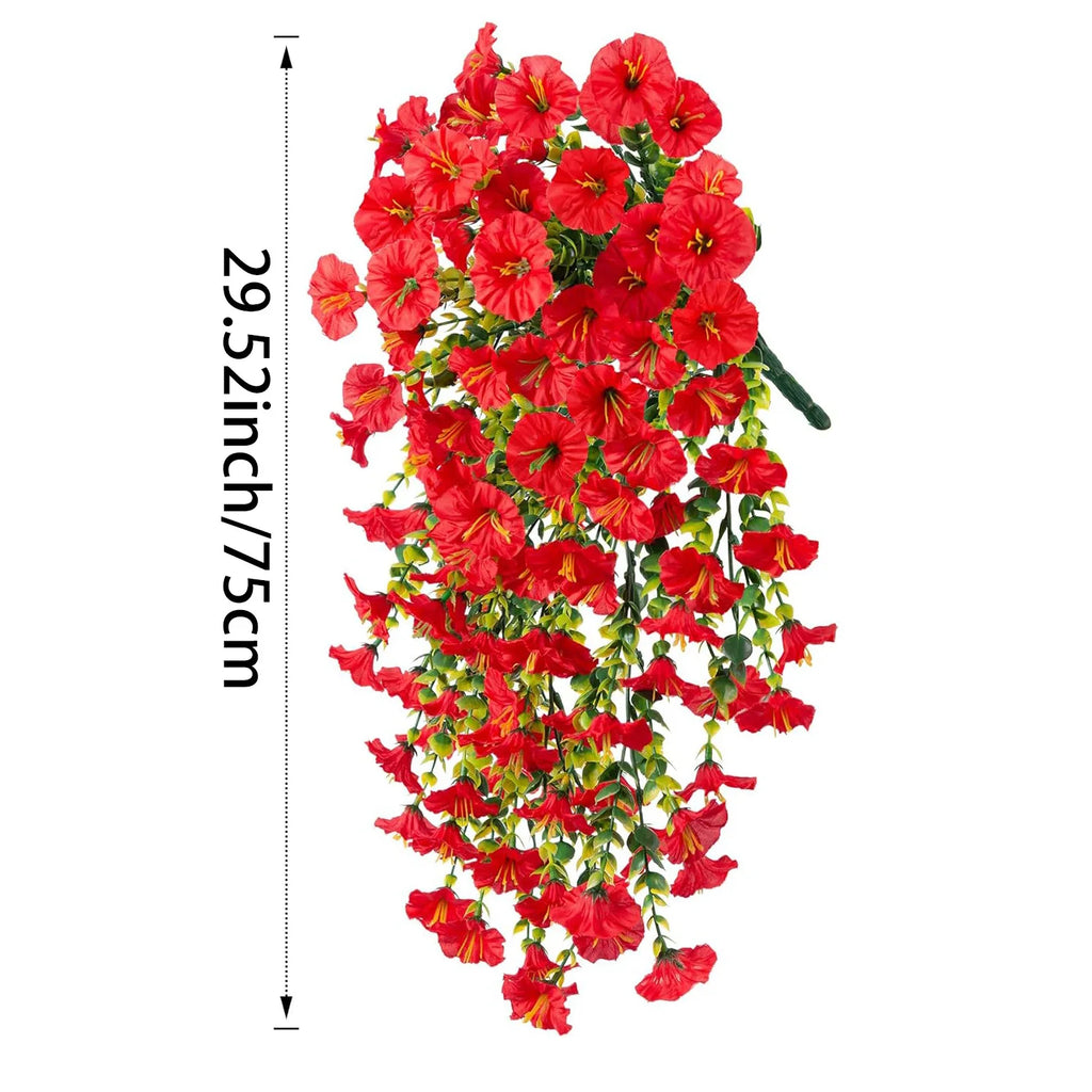 Artificial Morning Glory and Eucalyptus Vine – UV-Resistant Home Wall Decor