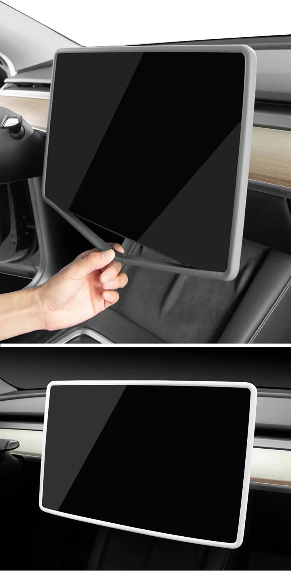 Silicone Screen Frame Protector – Anti-Collision Cover for Tesla Model 3 Y