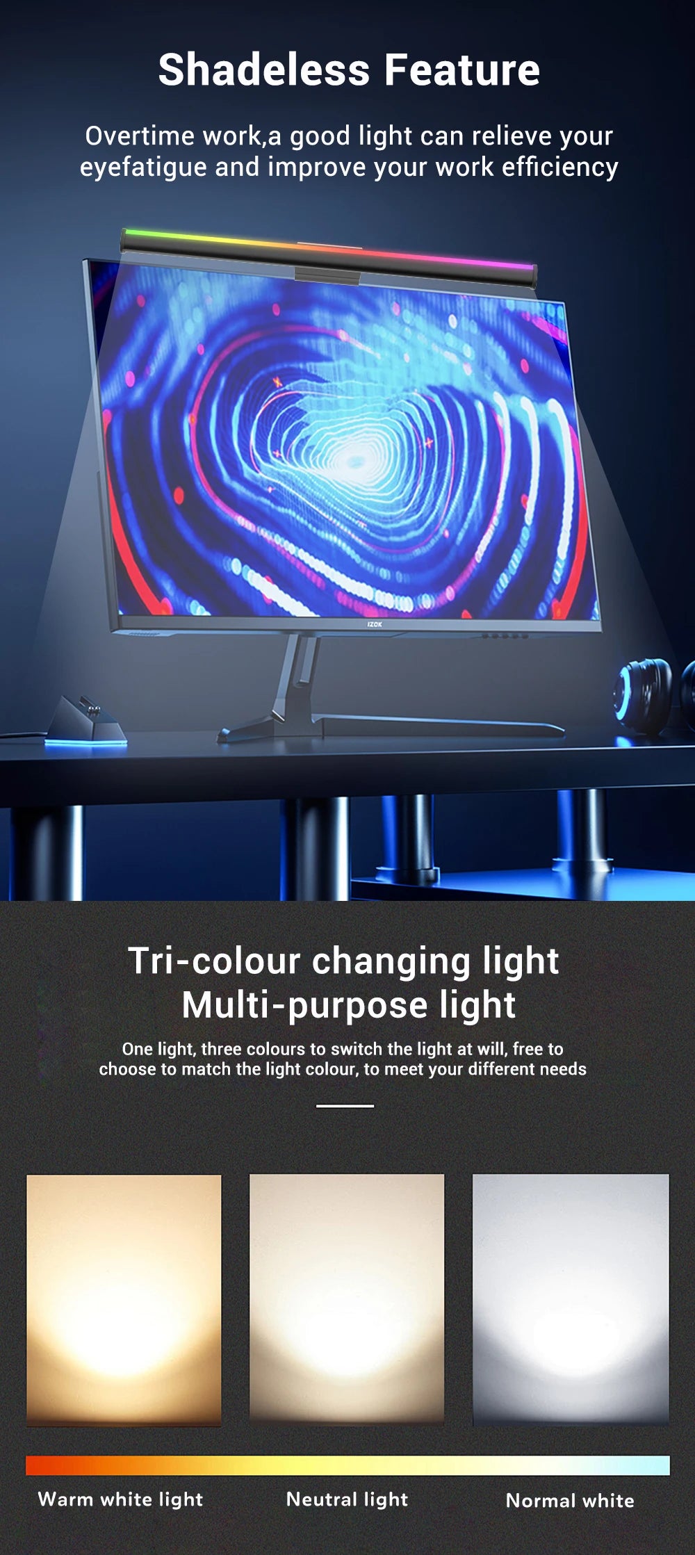 TUYA LED Monitor Light Bar – Remote Controlled E-Reading Lamp for Office