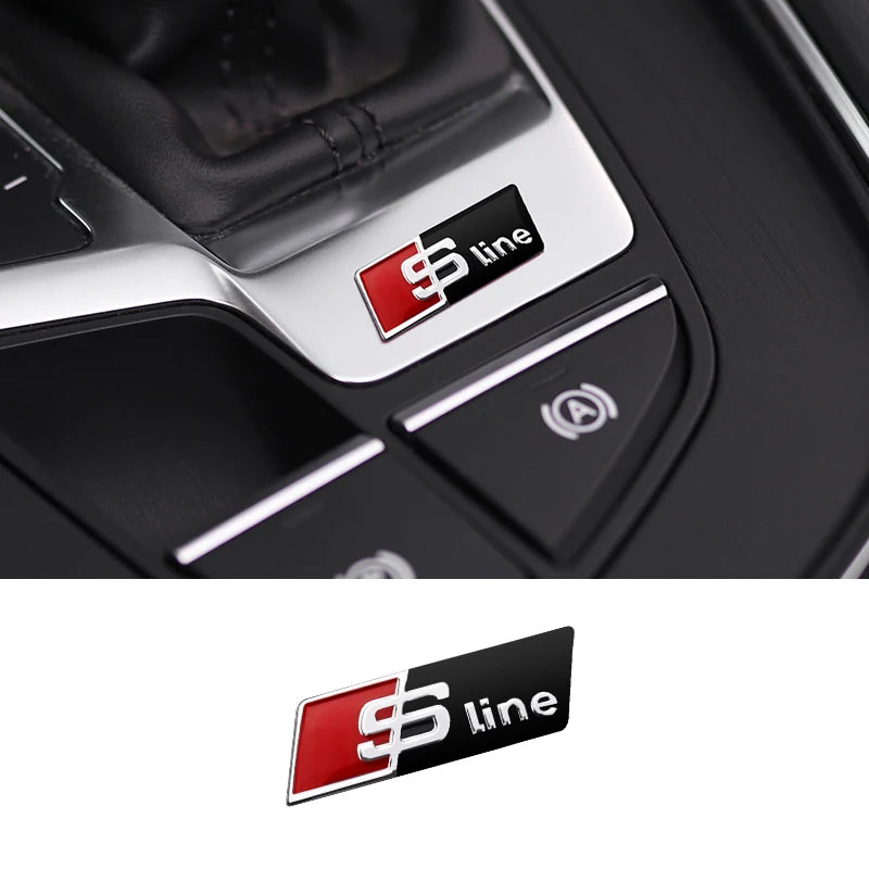 Aluminum S-Line Steering Wheel Emblem – Decorative Car Interior Accessory