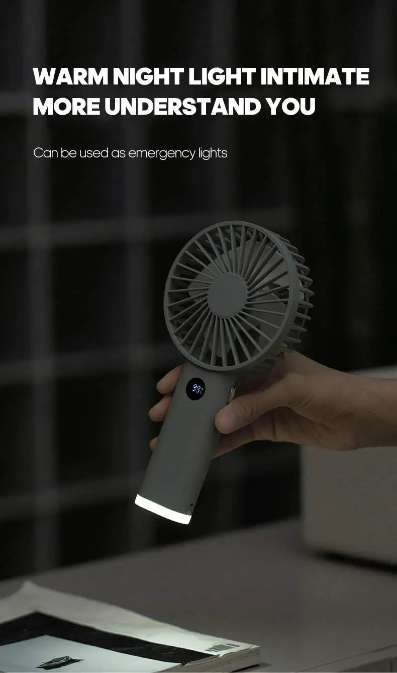 Portable Handheld USB Fan – Rechargeable Stepless Speed Desktop Cooling Fan