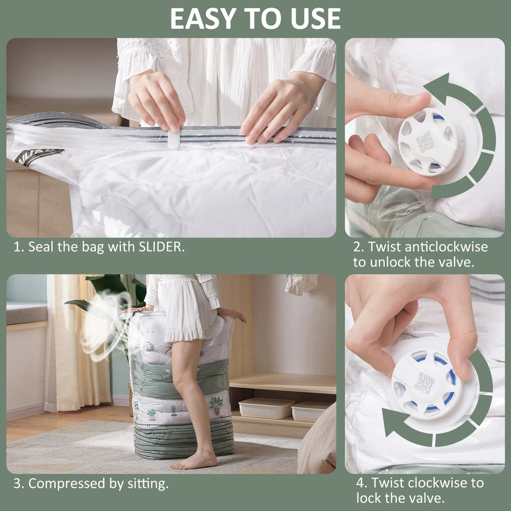 Cubic Vacuum Storage Bags – Large Plastic Compression Seals for Travel Packing