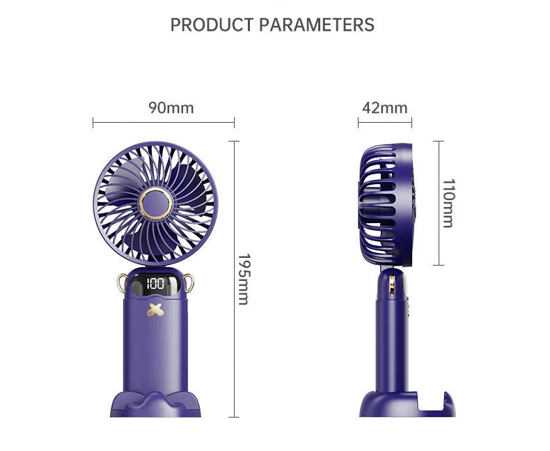 Portable Mini Handheld Fan – Rechargeable LED USB Cooler for Desk and Travel