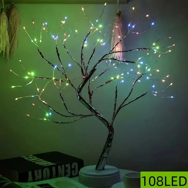 108 LED Bonsai Tree Light – Colorful USB Battery Decor for Home Bedroom Christmas