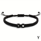 Initial Heart Braided Bracelet – Adjustable A-Z Friendship Jewelry for Gifts