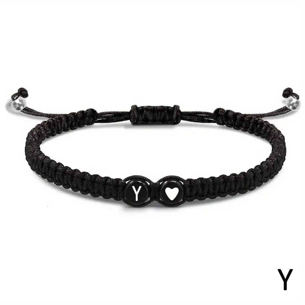 Initial Heart Braided Bracelet – Adjustable A-Z Friendship Jewelry for Gifts