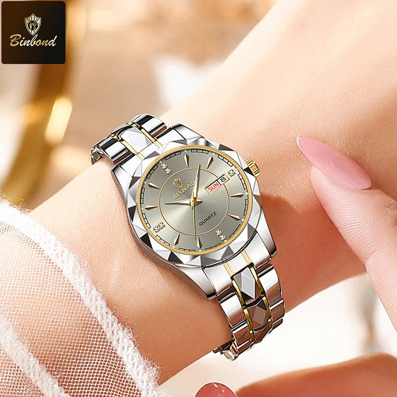 Stainless Steel Quartz Watch – Waterproof Luminous Accessory for Women