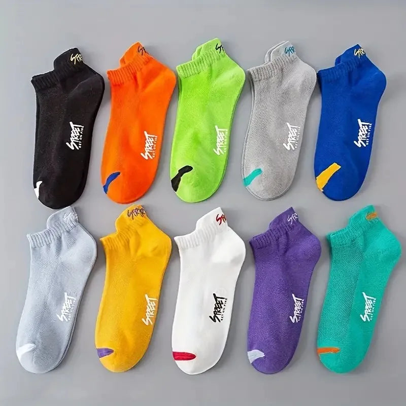 Breathable Ankle Socks – Colorful Invisible Sportswear for Men Running