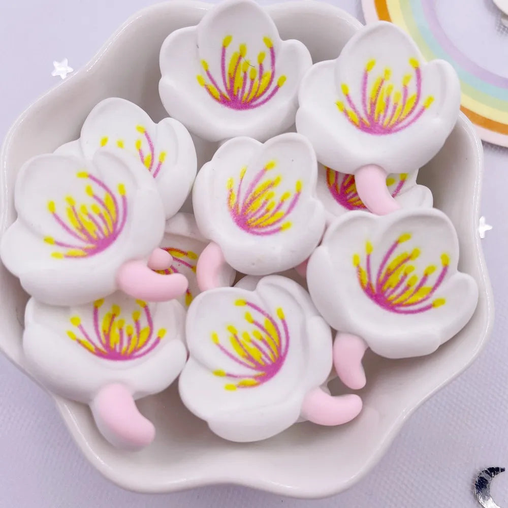 Resin Cherry Blossom Flatbacks – Colorful DIY Stones for Scrapbook Crafts