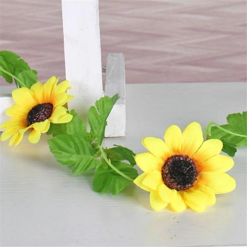 Silk Sunflower Garland – 260cm Artificial Floral Vine for Wedding Arch Decor