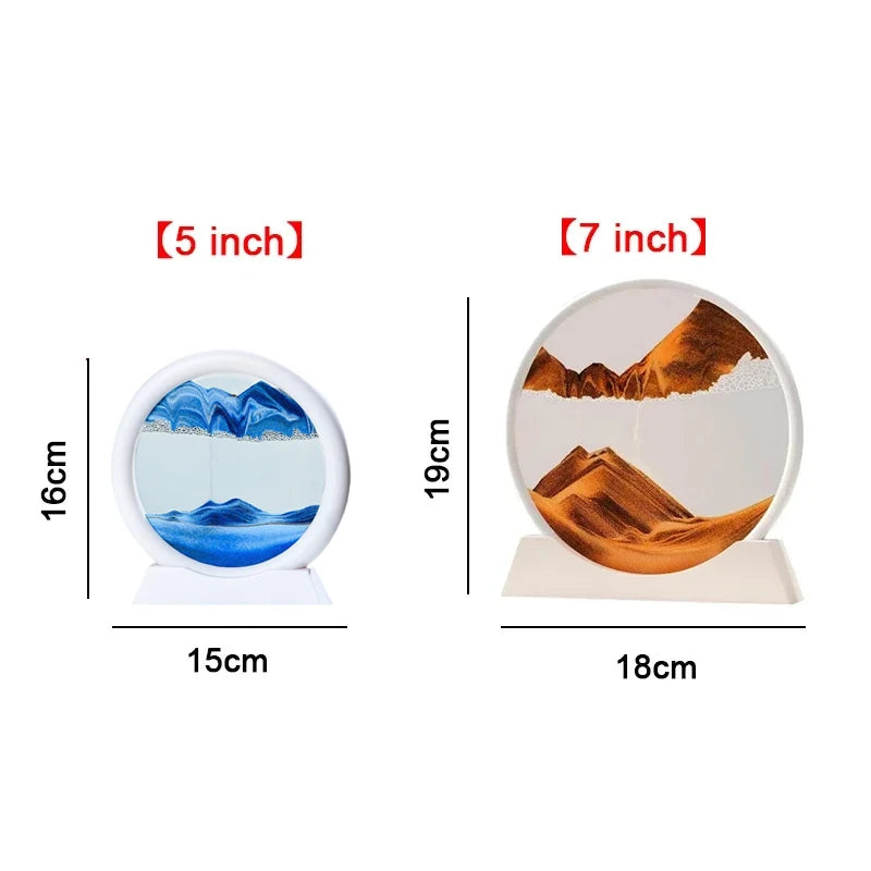 3D Moving Sand Art Frame – Dynamic Liquid Hourglass for Office Home Decor