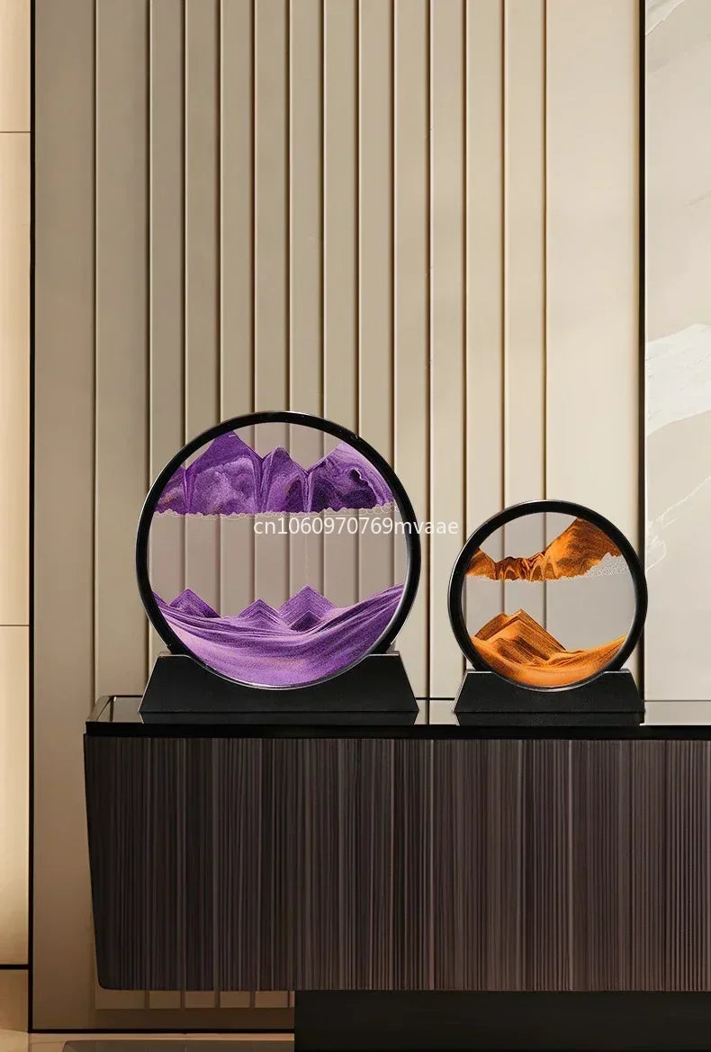3D Moving Sand Art Frame – Dynamic Liquid Hourglass for Office Home Decor