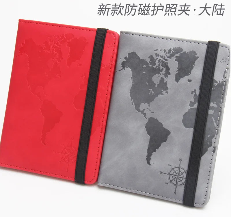Personalized Passport Cover – RFID Blocking World Map Design for Travel