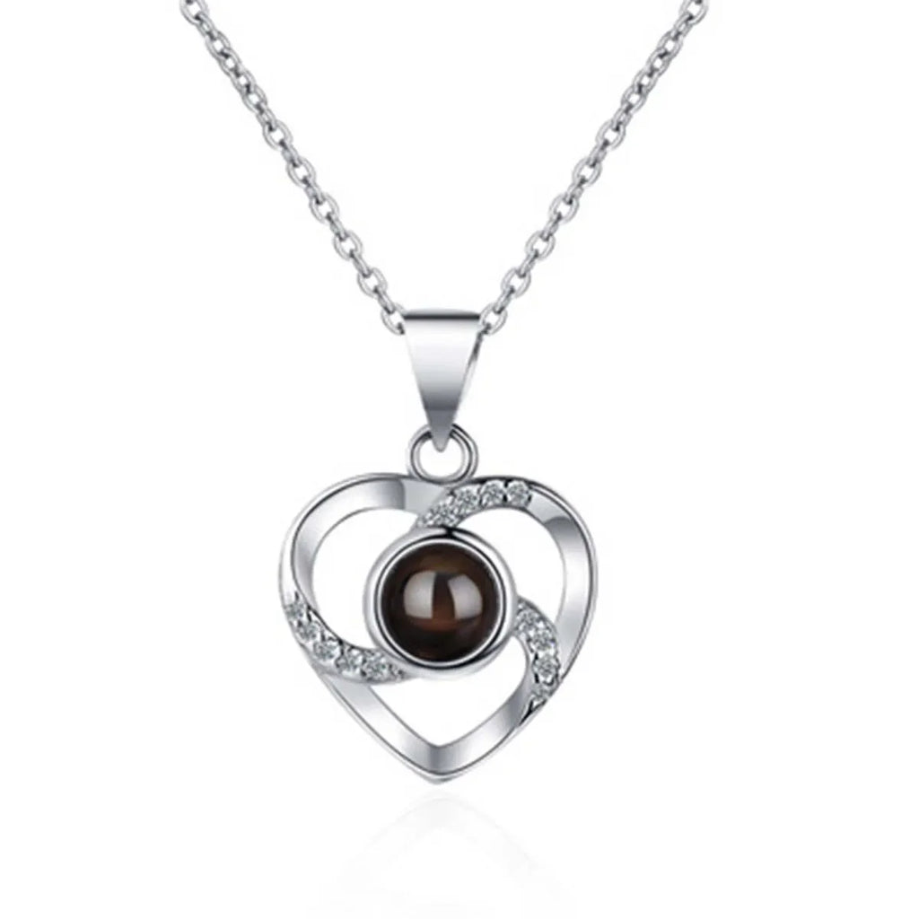 Hollow Zircon Love Heart Necklace – Eternal Flower Gift Box for Mother's Day