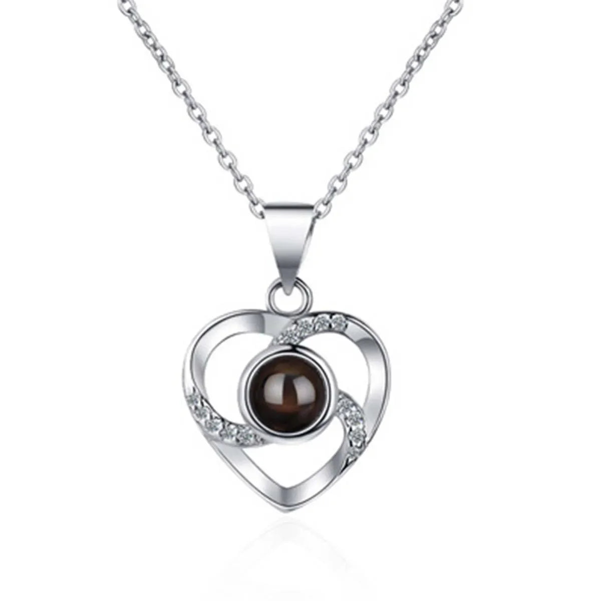 Hollow Zircon Love Heart Necklace – Eternal Flower Gift Box for Mother's Day