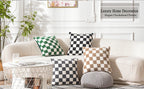 Black Faux Fur Throw Pillow Cover – Checked Wool Cushion for Sofa Decor