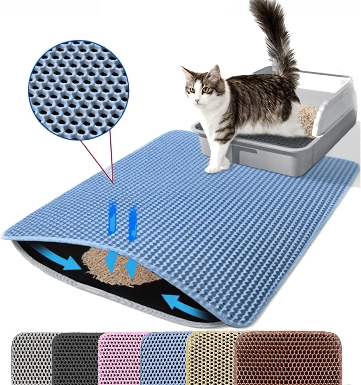 Double Layer Cat Litter Mat – Waterproof Non-Slip Pad for Pet Cleanliness