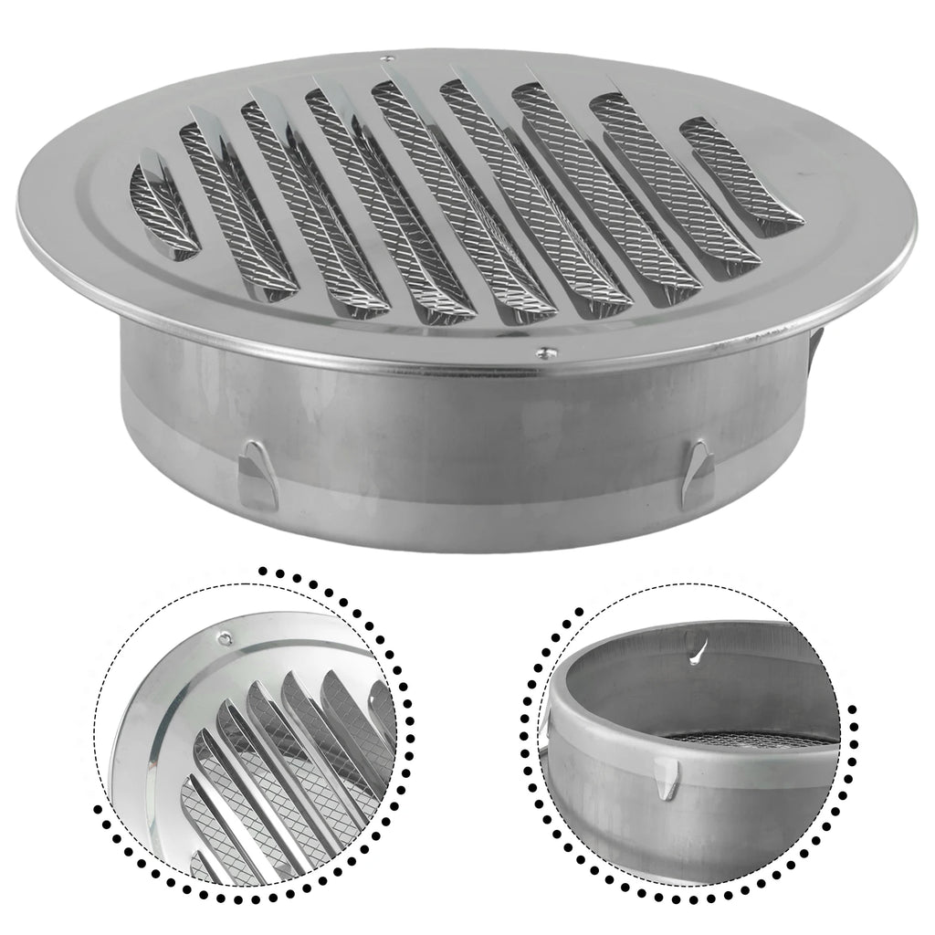 Stainless Steel Round Vent Grille – 70-300mm External Wall Duct for Ventilation