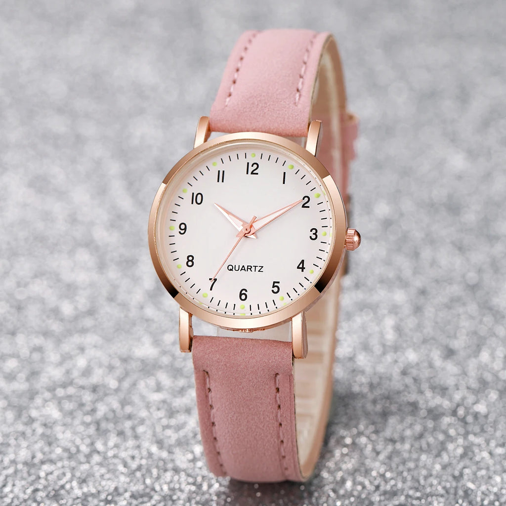 Arabic Dial Quartz Wristwatch – Leather Strap Casual Gift for Women