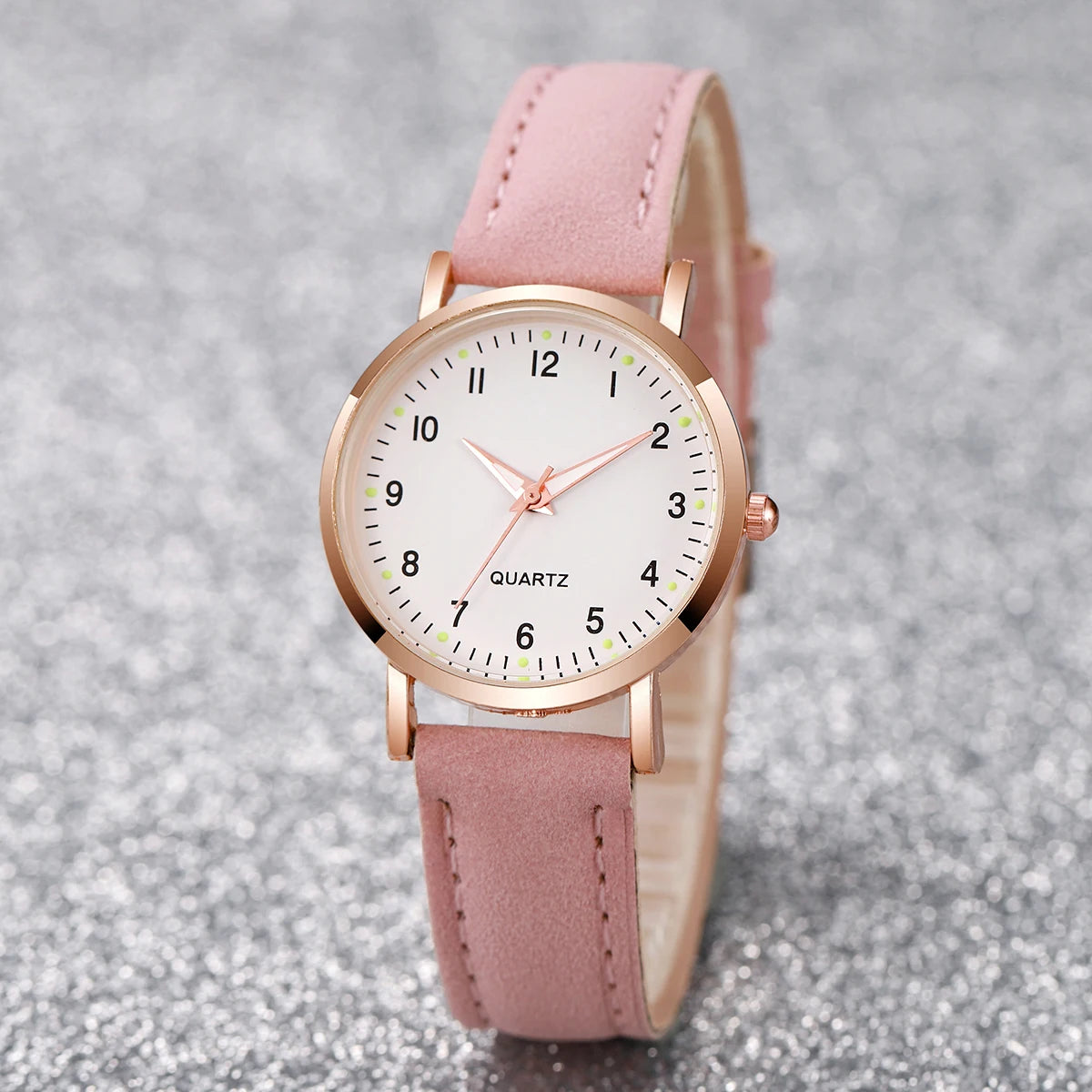 Arabic Dial Quartz Wristwatch – Leather Strap Casual Gift for Women