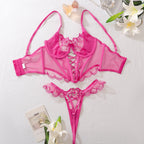 Floral Embroidered Mesh Lingerie Set – Sexy See-Through Bra and Panty for Women
