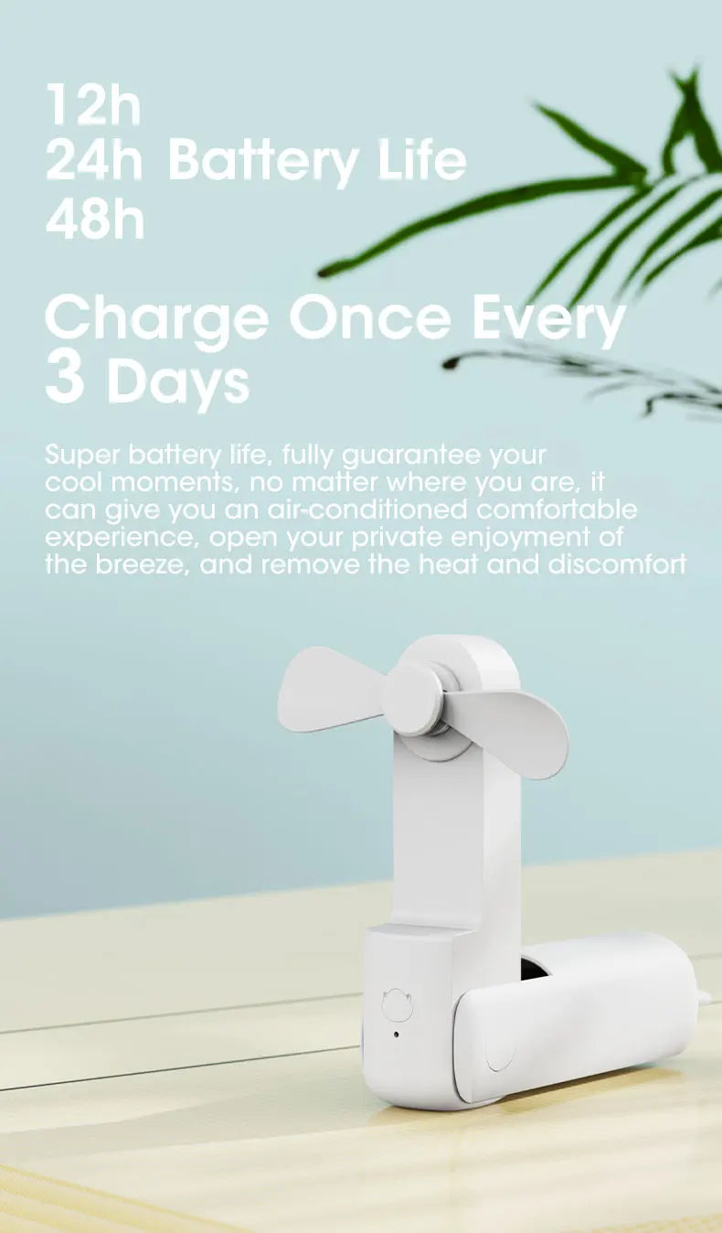 Portable USB Handheld Fan – Rechargeable Collapsible Cooler for Office Home