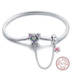 925 Sterling Silver Charm Bracelet – Adjustable Green Zircon for Birthday Gifts