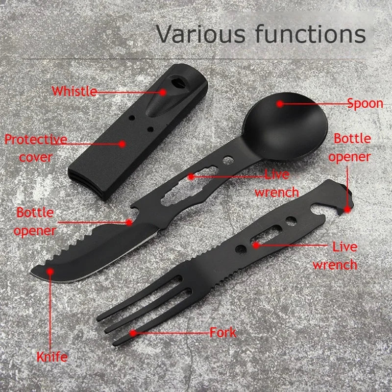 Stainless Steel Camping Knife Set – Multi-functional Cutlery for Outdoor Survival