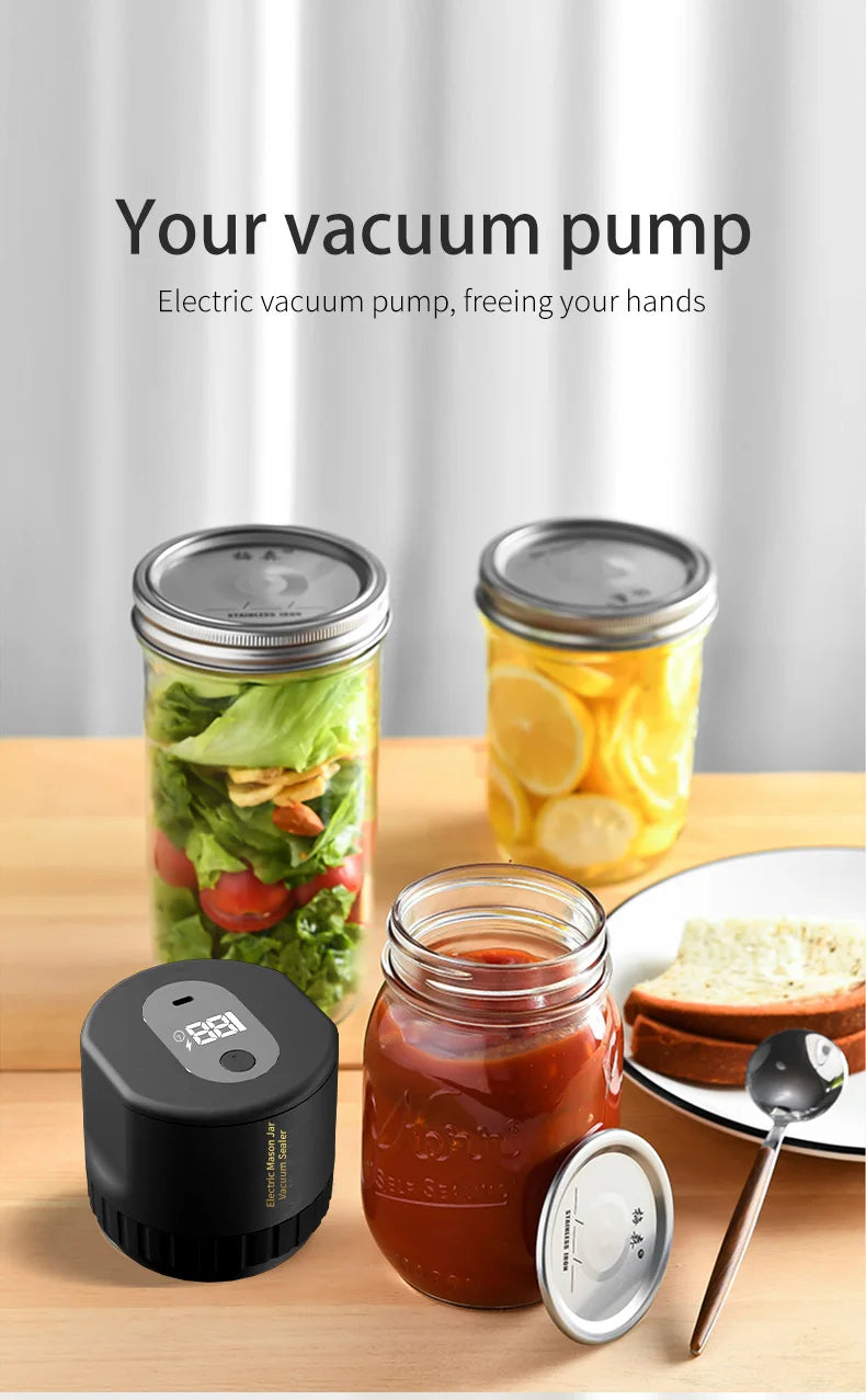 Electric Mason Can Sealer – Portable Vacuum Tool for Kitchen Food Storage
