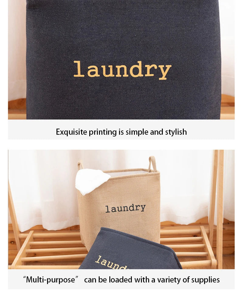 Foldable Jute Laundry Basket – Large Capacity Fabric Storage for Bathroom