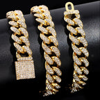 Iced Out Cuban Link Chain – AAA Rhinestone Men's Necklace for Hip Hop Jewelry