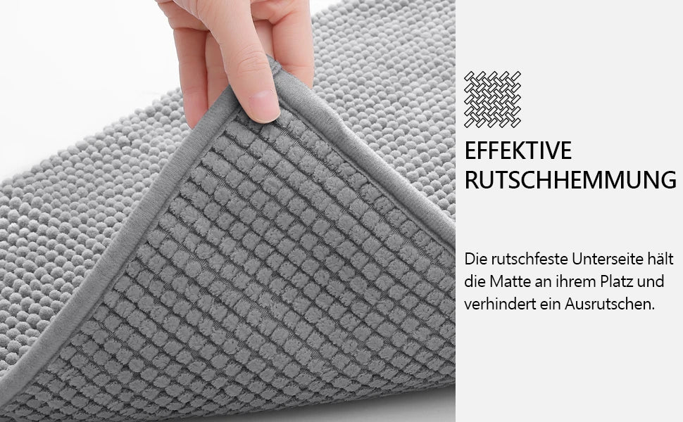 Chenille Bathroom Mat – Ultra Soft Absorbent Non-slip Rug for Shower Floors